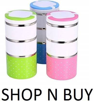 SHOP N BUY 3 Layer Vacuum Insulated Indoor/Outdoor Office Lunch/Tiffin Box 3 Containers Lunch Box