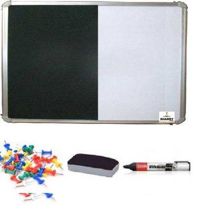 Sharry Combi (Notice board + Whiteboard) Green Nova 1.5' foot x 2' feet (10 board Pins) Notice Board