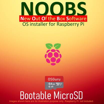 osguru NBS64 NOOBS (Latest Version) 64GB Class-10 Bootable microSD Card for Raspberry Pi 1, 2, 3, 4 and Zero/Zero W (32-Bit, 64-Bit)