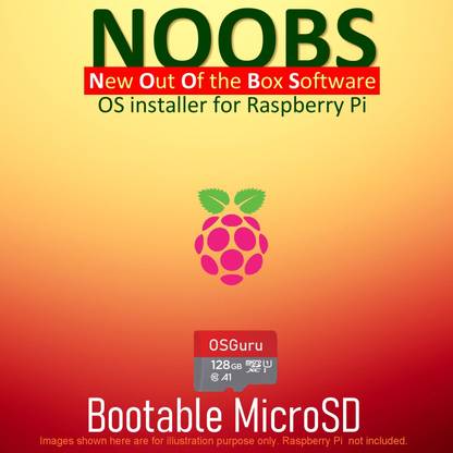 osguru NBS128 NOOBS (Latest Version) 128GB Class-10 Bootable microSD Card for Raspberry Pi 1, 2, 3, 4 and Zero/Zero W (32-Bit, 64-Bit)