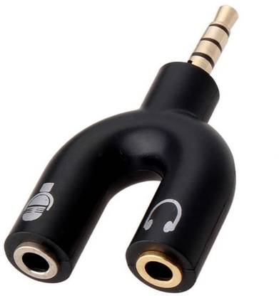FASTX Black U Shape 3.5mm Audio Jack to Headphone Microphone Splitter Converter Adaptor 1 Male 2 Female/Dual Headphone Jack/Multi Headphone Splitter Phone Converter