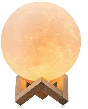 nirdharit lifestyle 3D USB Rechargeable Moon Lamp Color Changing Sensor Touch Crystal Ball Night Lamp with Wooden Stand Night Lamp