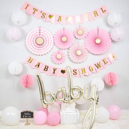 Bash N Splash Printed Its a Baby Girl Baby Shower Announcement Party Balloon Decoration Set Of 55 Pcs Balloon