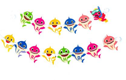 Hippity Hop Shark Character Banner for Shark Happy Birthday Banner Banner