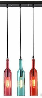 Cruv Beer Bottle 3 Lights Chandelier Round Cluster Ceiling Hanging Pendants Ceiling Lamp