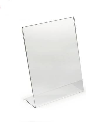 RASPER 1 Compartments A5 Acrylic Display Stand Paper Holder And Sign Holder, L Shape Display Stand (Pack Of 2 Pcs) Acrylic Menu Holder Display Stands (A5, Portrait) 8.5x6 Inches, 3MM Imported Cast Acrylic
