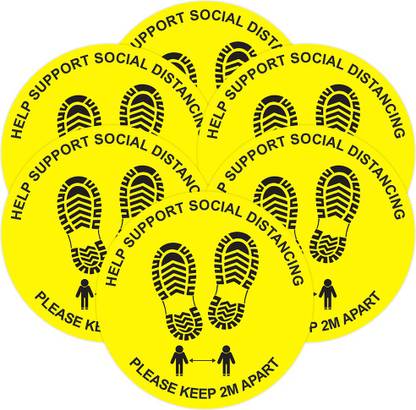 Anweshas Pack of 6 Help Support Social Distancing Please Keep 2M Apart Floor Sticker Emergency Sign