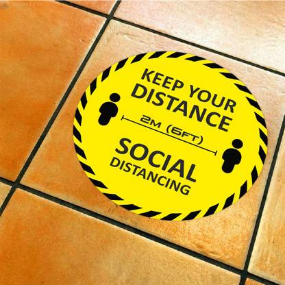 Anweshas Pack of 6 Keep Your Distance 2M (6Ft) Floor Sticker, Social Distancing Emergency Sign