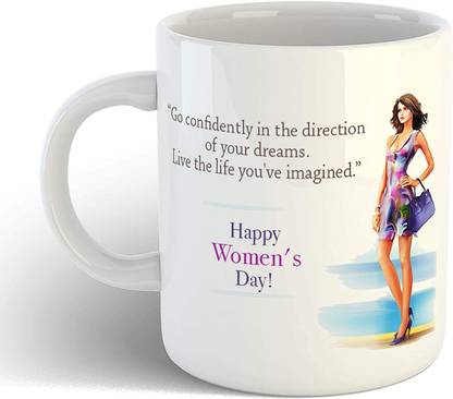 Artscoop Inspirational Quotes Coffee Cup- Go Confidently in The Direction of Your Dreams Printed Cup- Best Gift for Women's Day Ceramic Coffee Mug