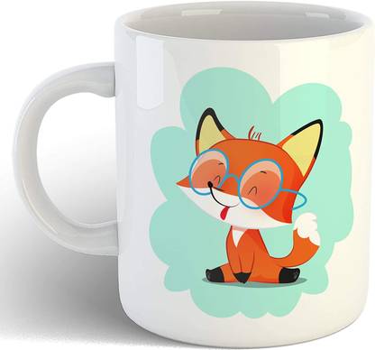 SHYAM Cute Fox Cartoon Printed Funny Ceramic Coffee Ceramic Coffee Mug