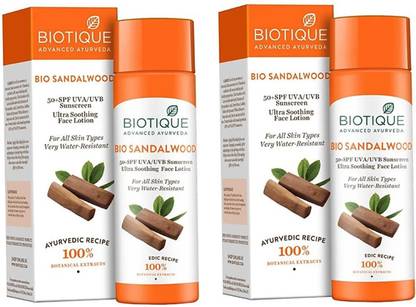 BIOTIQUE Sunscreen - SPF 50 PA+ Bio Sandalwood Lotion 50 + SPF Sunscreen