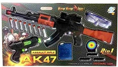 Trade Zone Theme Plastic Gun Toys Set with AK -47 Assault Rifle 4X Design Scope, Toy Knife, Water and Soft Foam Bullets and Combat Cards Target Weapon Sets & Accessories Weapon Sets & Accessories