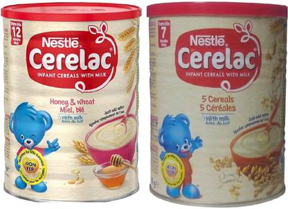 NESTLE Combo 400g (Pack of 2) - 5 Cereals With Milk + Honey & Wheat With Milk Cereal