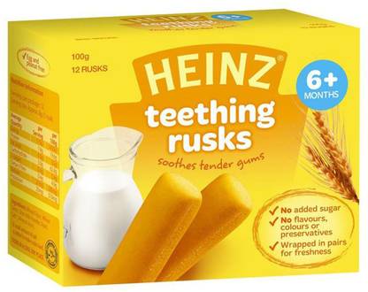 HEINZ Teething Rusks - 100g (Pack of 3) Baby Snacks 300 g