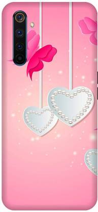 SSMORYA Back Cover for Realme 6 Pro (Pink Heart) Printed Back Cover