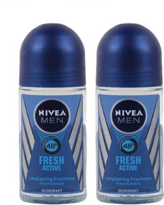 NIVEA Fresh Active 48 Hours Deodorant Roll-on - For Men 100ml pack of 2 Deodorant Roll-on  -  For Men
