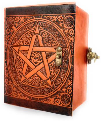 Coronal Leather Journals Nice Star Design in Multi Color Orange and Black Brass Lock for Decent Look Leather Notebook 6 Inches X 4.5 Inches A6 Diary Unruling 200 Pages