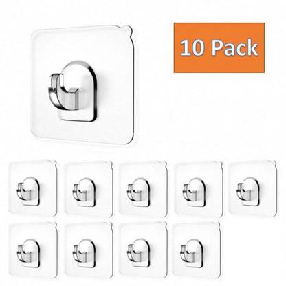 DALUCI Anti-Skid Hooks Reusable Transparent Strong Wall Hanging Hooks, Waterproof Drill-Free Wall for Bathrooms Kitchen Hook 10