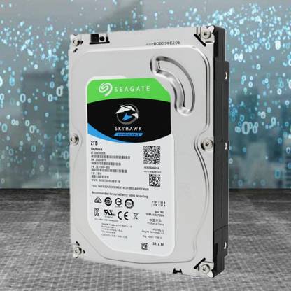 Seagate SKYHAWK 2 TB Surveillance Systems, Laptop, Desktop, Network Attached Storage, All in One PC's Silver SATA Internal Hard Disk Drive (HDD) (2 TB Surveillance Systems Internal Hard Disk Drive (ST2000VX008))
