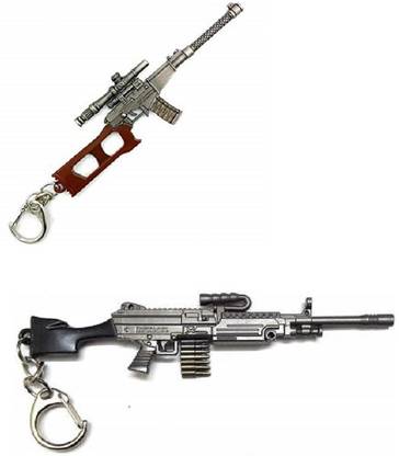 Royal NitCha High Quality Keyring PACK 0F 2 VSS GUN & M249 Sniper GUN PUBG Players Unknown Battle Grounds Key Chain