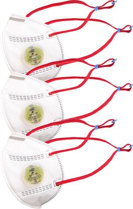 PHRM Health+ N95 FFP3SL With Valve Mask 5 Layer Protection Medical Grade Comfortable Wear With Nose Pin Reusable N95-R-WHITE-3 Reusable