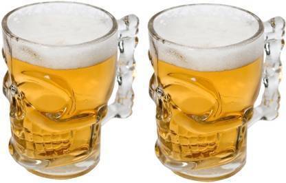 CLOUDE SELL Giant Skull Beer Bar Glass-425 Ml,Set of 2 Glass Beer Mug