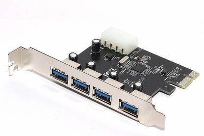 Nsinc PCI Express Card 4 Port USB 3.0 with 5V 4 Pin Power Connector Speed Upto 5 Gbps, PCIE to 4 Port USB 3.0 PCI Express Card 4 Port USB 3.0 with 5V 4 Pin Power Connector Speed Upto 5 Gbps, PCIE to 4 Port USB 3.0 USB Cable