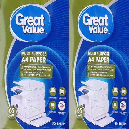 Great Value 65gsm unruled A4 65 gsm Copy Paper