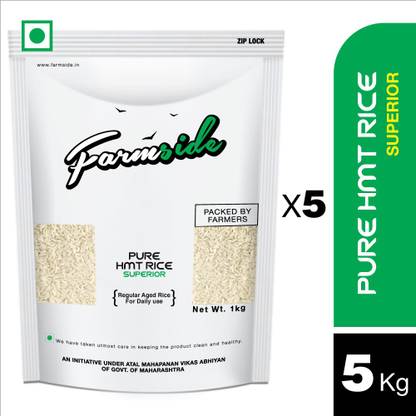 farmside Pure HMT Rice Superior (1kg x 5) 5Kg Ziploc Bag HMT Rice (Medium Grain, Raw)