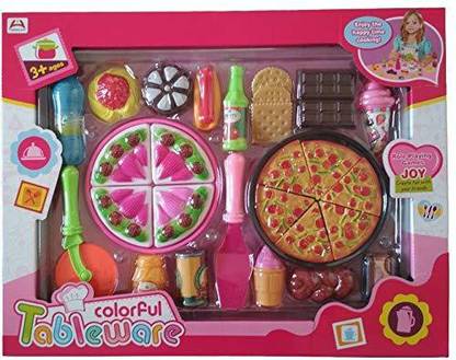 HIM TAX Pizza Set Toys for Kids, Kitchen DIY Pretend Play Mini Fast Food Toy for Kids