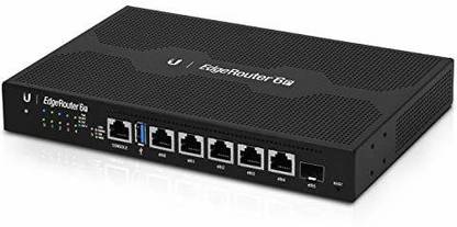 Ubiquiti Networks EdgeRouter 6P, 6-Port Gigabit Router with 1 SFP Port (ER-6P-US) Router 2.4 GHz 100 Mbps Wifi Speed Single Band Internal Antenna Ethernet (Cable Broadband)