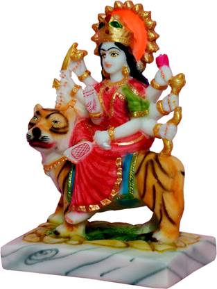 sai hastkala kendra MATA /Devi / Maa Durga/ Sherawali Colour Marble Statue/ Idols /Murti for Pooja Room & Gift Items 7" Decorative Showpiece  -  17.5 cm