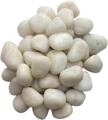 vanni obsession 10 Kg White Coloured Pebbles Snow Polished Decorative Stone Marble Pebbles for Landscaping & Garden Decoration Polished Asymmetrical Marble Pebbles