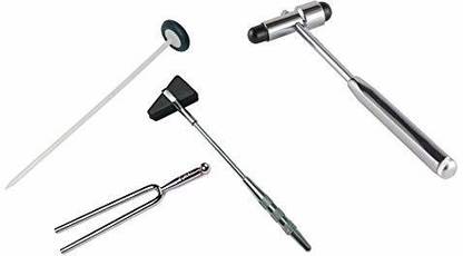 ARI Triangular Reflex Hammer Taylor Pattern Orthopedic And Percussion Neurological Hammer And Flexible Reflex Hammer Queen Square Pattern And Tuning Fork 512Hz(Set of 4) Orthopedic Surgical Hammer