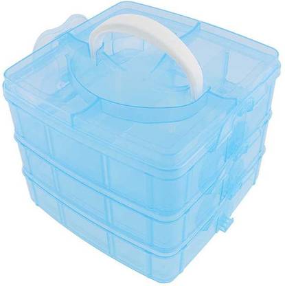 FosCadit 18 Grid Detachable Plastic Craft Beads Jewellery Storage Organizer Tool Box Case Closet Grid Organizer NA Vanity Box