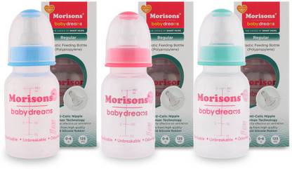 Morisons Baby Dreams Regular PP Feeding Bottle 125 ml (Pack of 3) - 125 ml