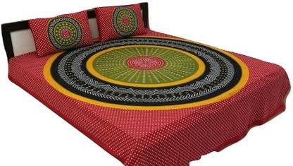 RIYA FABRICS 140 TC Cotton Double Printed Flat Bedsheet