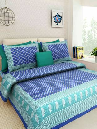 RIYA FABRICS 140 TC Cotton Double Printed Flat Bedsheet