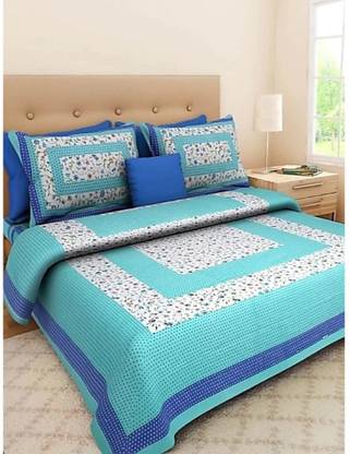 Navkar Creation 140 TC Cotton Double Printed Flat Bedsheet