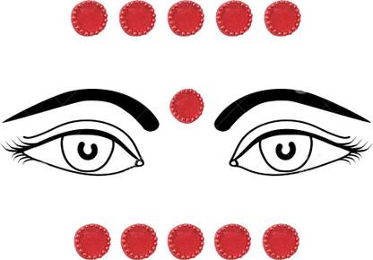 Evogirl Bindi Red Bindi Embossed Pearl Border Sequence Designer Plain Evergreen Color , Medium, For Traditional Wear / Women (Pack Of 10) Forehead Green Bindis