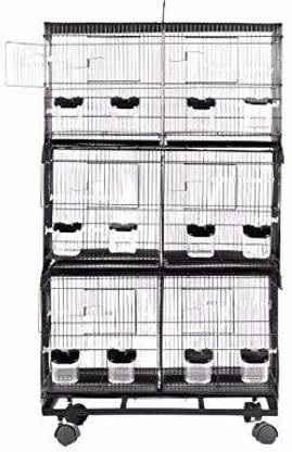 Taiyo Pluss Discovery BIRDS CAGES / FANCY BIRDS CAGES FOR FINCHES Lot of Partition Breeding Bird Cages for Canary African Love Birds Budgies Lovebird Finches Model No: 4500X3+Stand (L-59 cm, W-23.5 cm, H-104 cm) Black Bird House