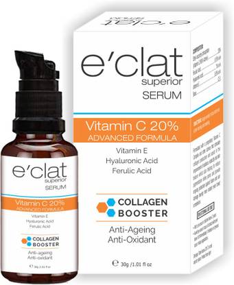 e'clat superior Vitamin C 20% Serum (Vitamin E, Hyaluronic Acid & Ferulic Acid) For Skin Brightening, Anti-Ageing & Anti-Oxidant- 30ml