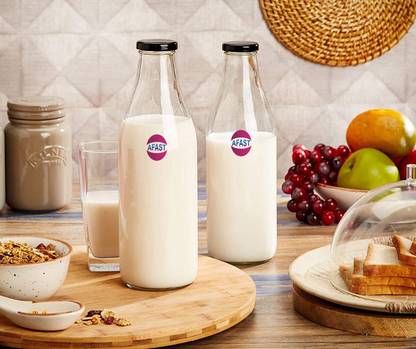 AFAST Multi Purpose Glass Transparent Milk Bottle, 2 Bottle, 200 Ml 200 ml Bottle