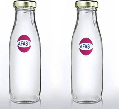 AFAST Multi Purpose Glass Transparent Milk Bottle, 2 Bottle, 200 Ml GF122 200 ml Bottle