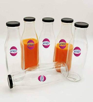 AFAST Multi Purpose Glass Transparent Milk Bottle, 5 Bottle, 200 Ml 200 ml Bottle