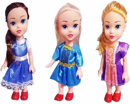Shining Light Dolls Play Design 3 Sisters Soft Toys for Kids. Pack of 3 (6.5 inches)