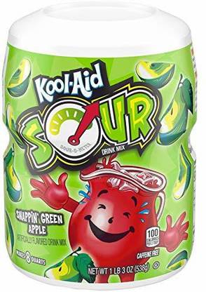 Kool Aid Sour Drink Mix Snappin Green Apple Flavor 538g Energy Drink