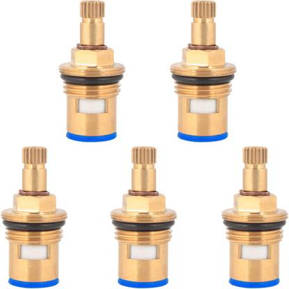 Acetap Brass Ceramic Disc Cartridge Quarter Turn 1/2 Inch for Hot and Cold Bathroom Kitchen Tap Faucet Valve - Pack Of 5 Piece Faucet Spindle