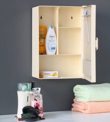Zahab Bathroom cabinet with mirror Plastic Wall Shelf