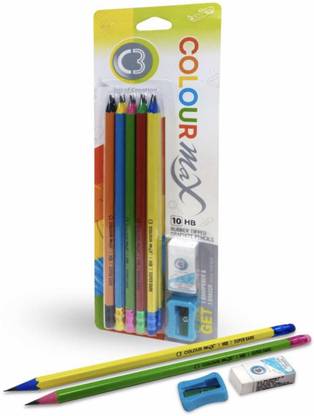 DOMS C3 COLOUR MAX 10 HB RT GRAPHITE PENCILS BLISTER PACK Pencil
